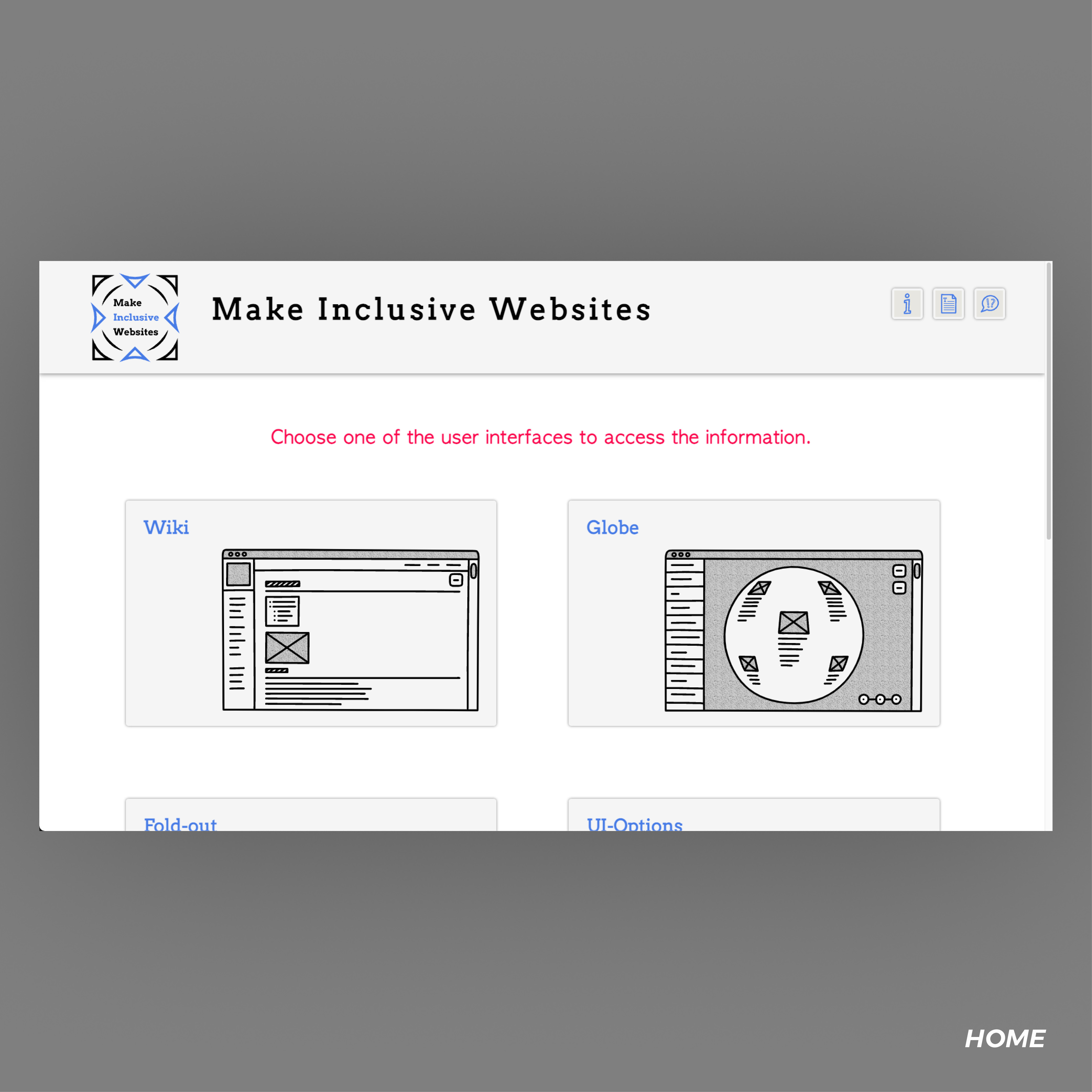 A screenshot of the homepage of Make Inclusive Websites.