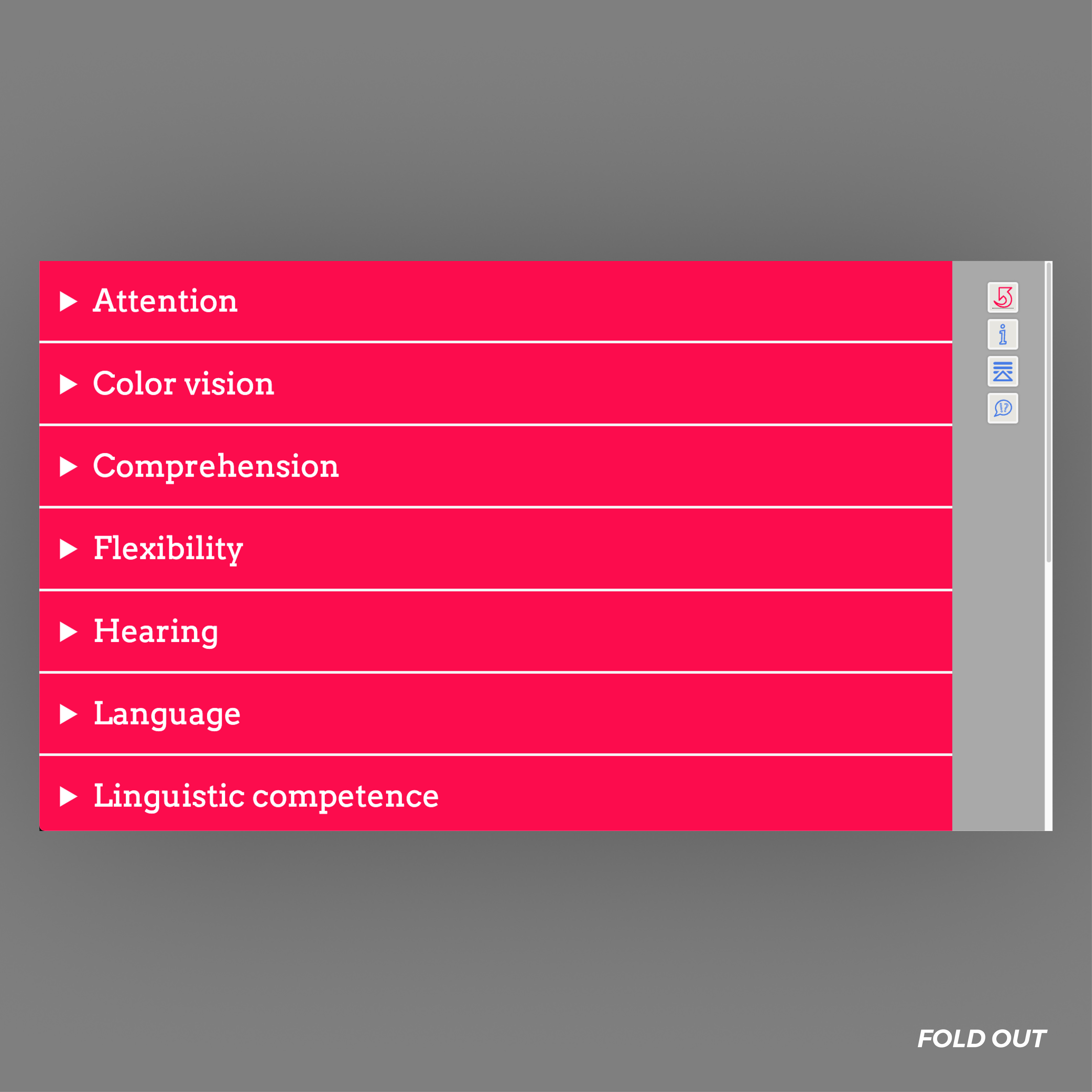 A screenshot of the Fold-Out interface.