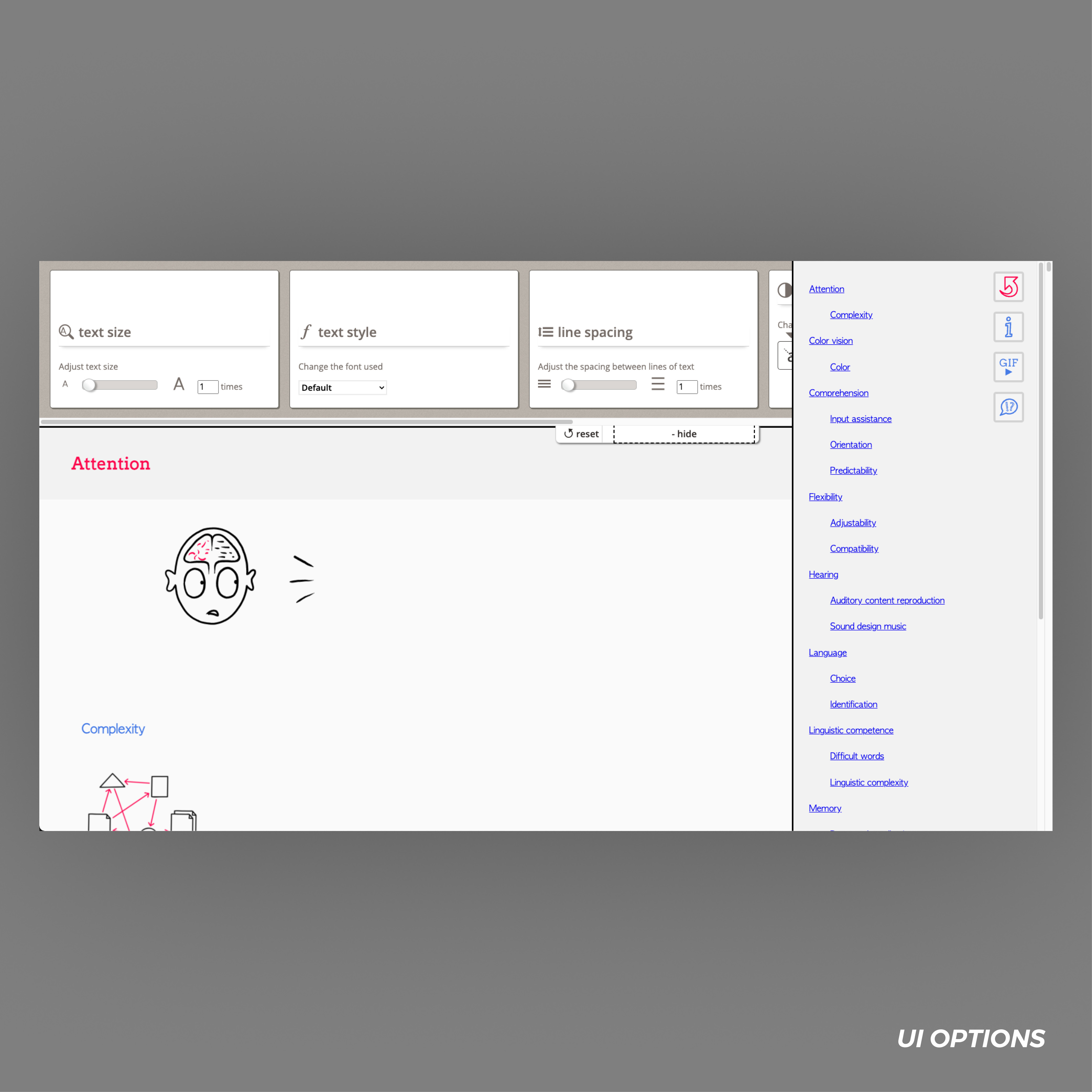 A screenshot of the UI Options interface.